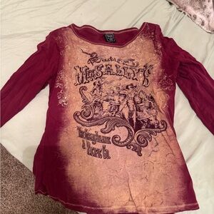 Vintage Red Graphic Long Sleeve Top